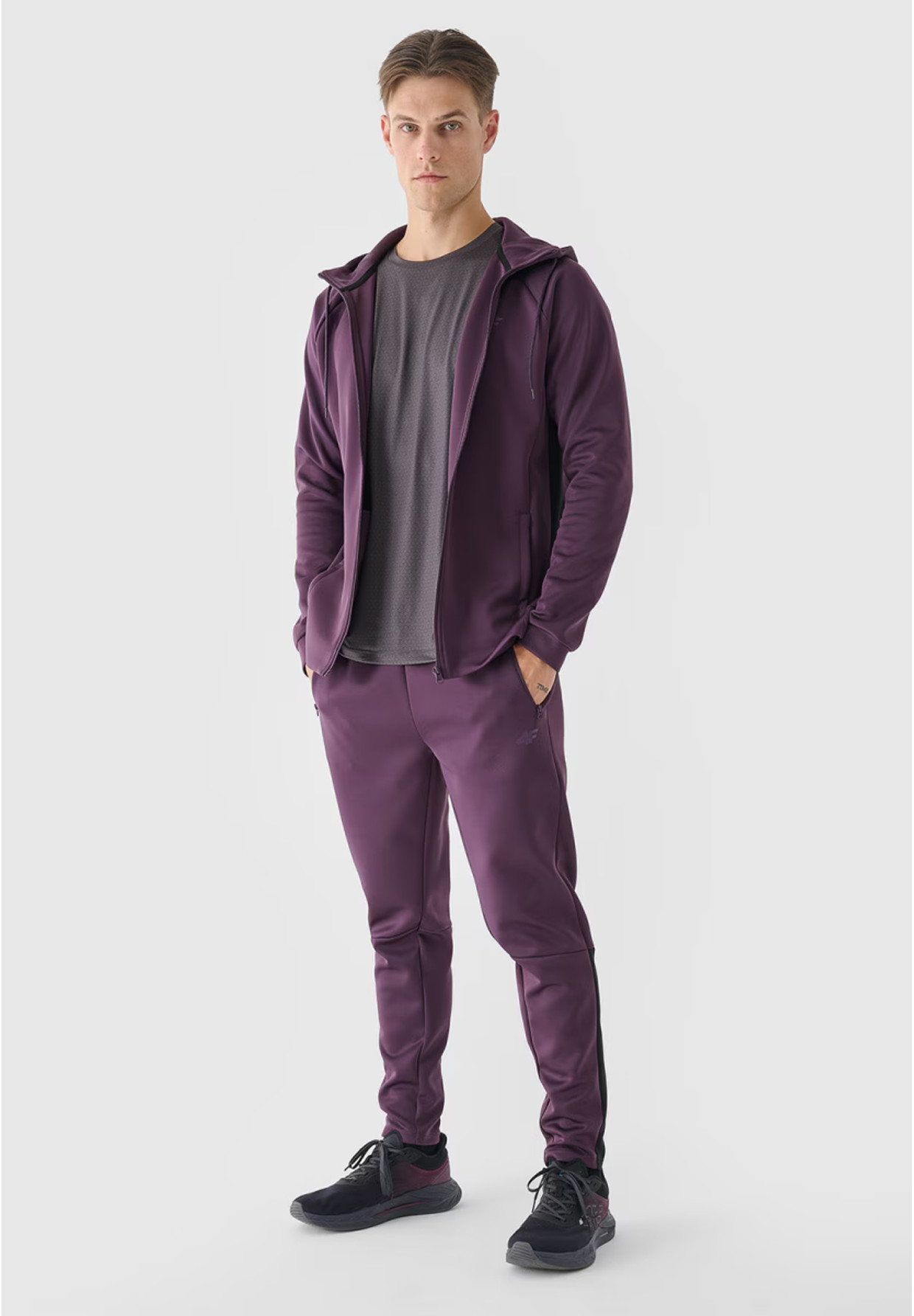 Bluza Męska 4F Rozpinana Sportowa Treningowa Fioletowa 4FWAW24TFSWM405