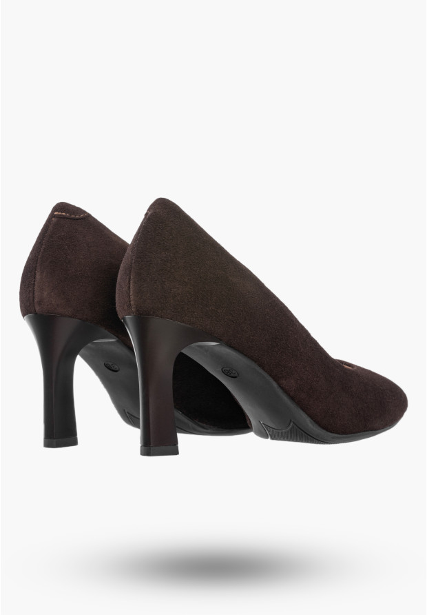 Czółenka Damskie Skórzane Buty Na Obcasie Eleganckie Darex Brązowe Welur