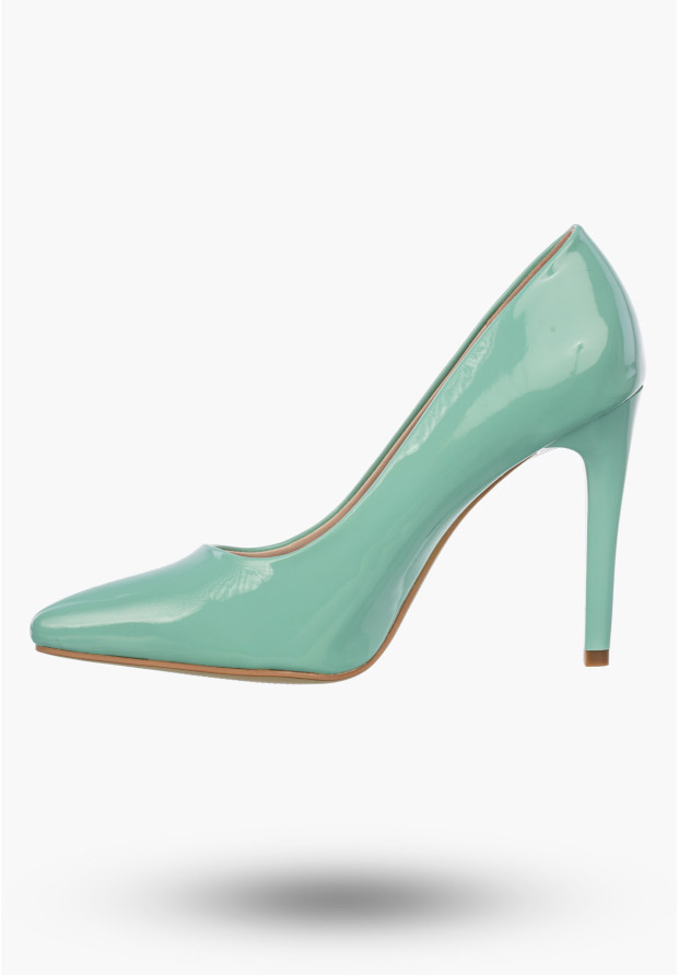 Szpilki Damskie Ekoskóra Eleganckie Buty Na Obcasie Klasyczne Miętowe
