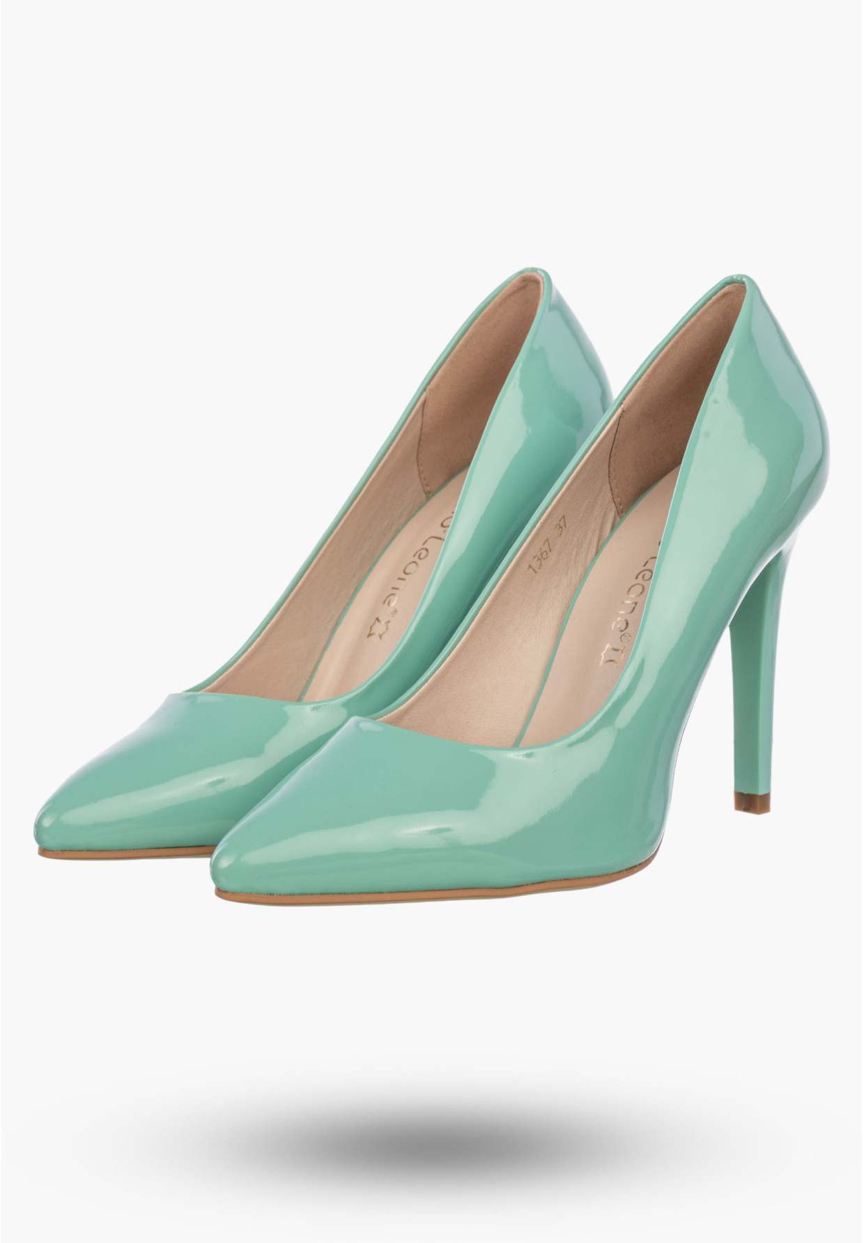 Szpilki Damskie Ekoskóra Eleganckie Buty Na Obcasie Klasyczne Miętowe