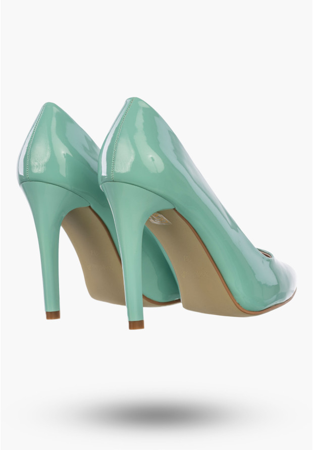 Szpilki Damskie Ekoskóra Eleganckie Buty Na Obcasie Klasyczne Miętowe