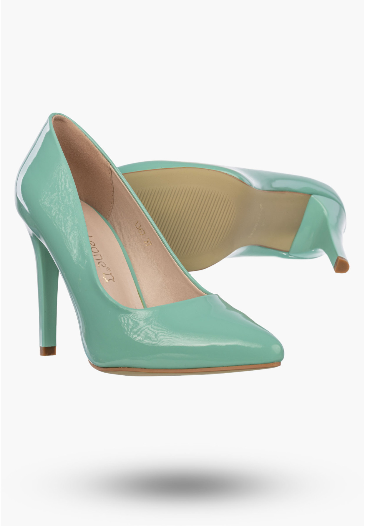 Szpilki Damskie Ekoskóra Eleganckie Buty Na Obcasie Klasyczne Miętowe