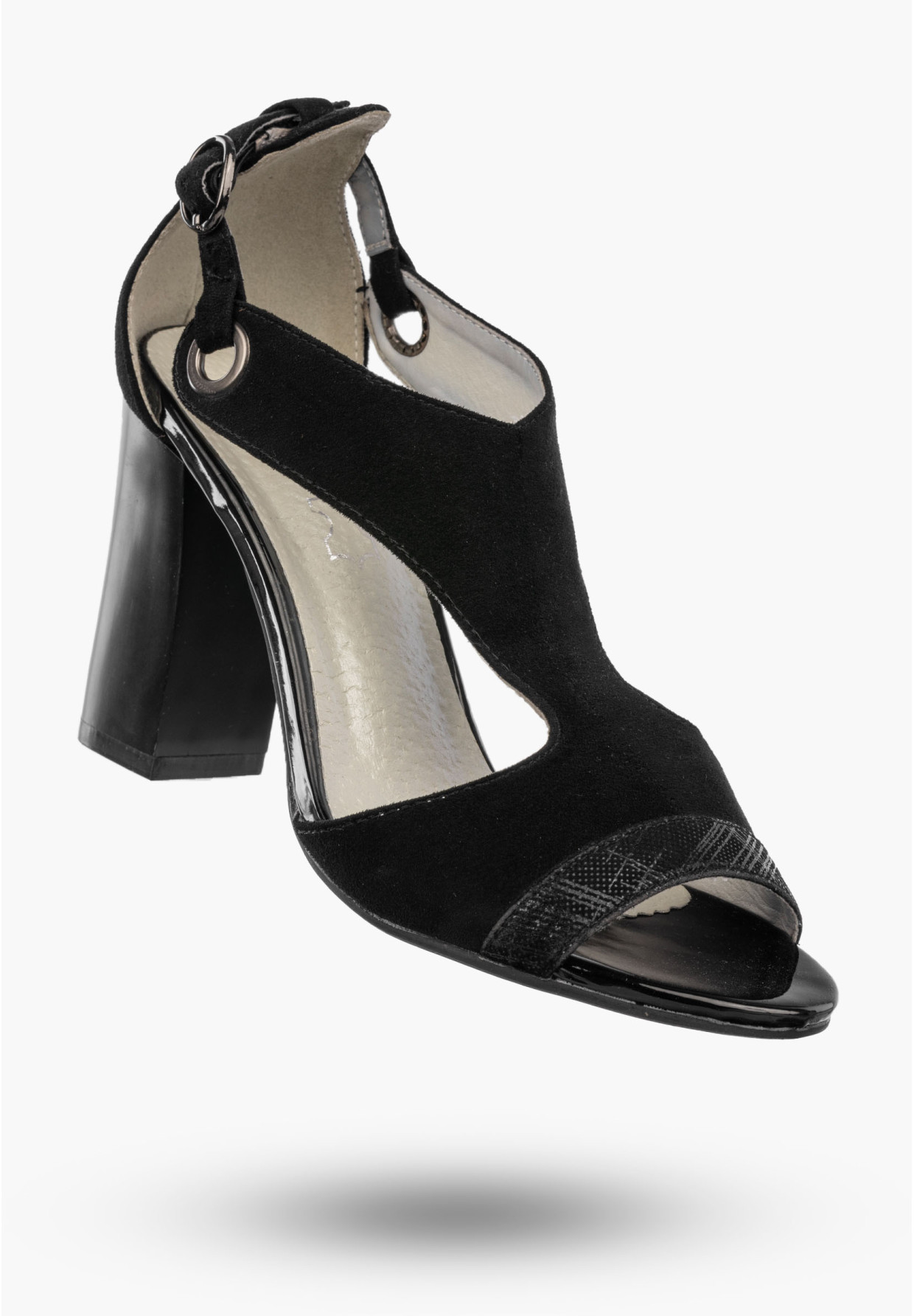 Sandały Damskie Buty Na Słupku Ze Sprzączką Eleganckie Czarne