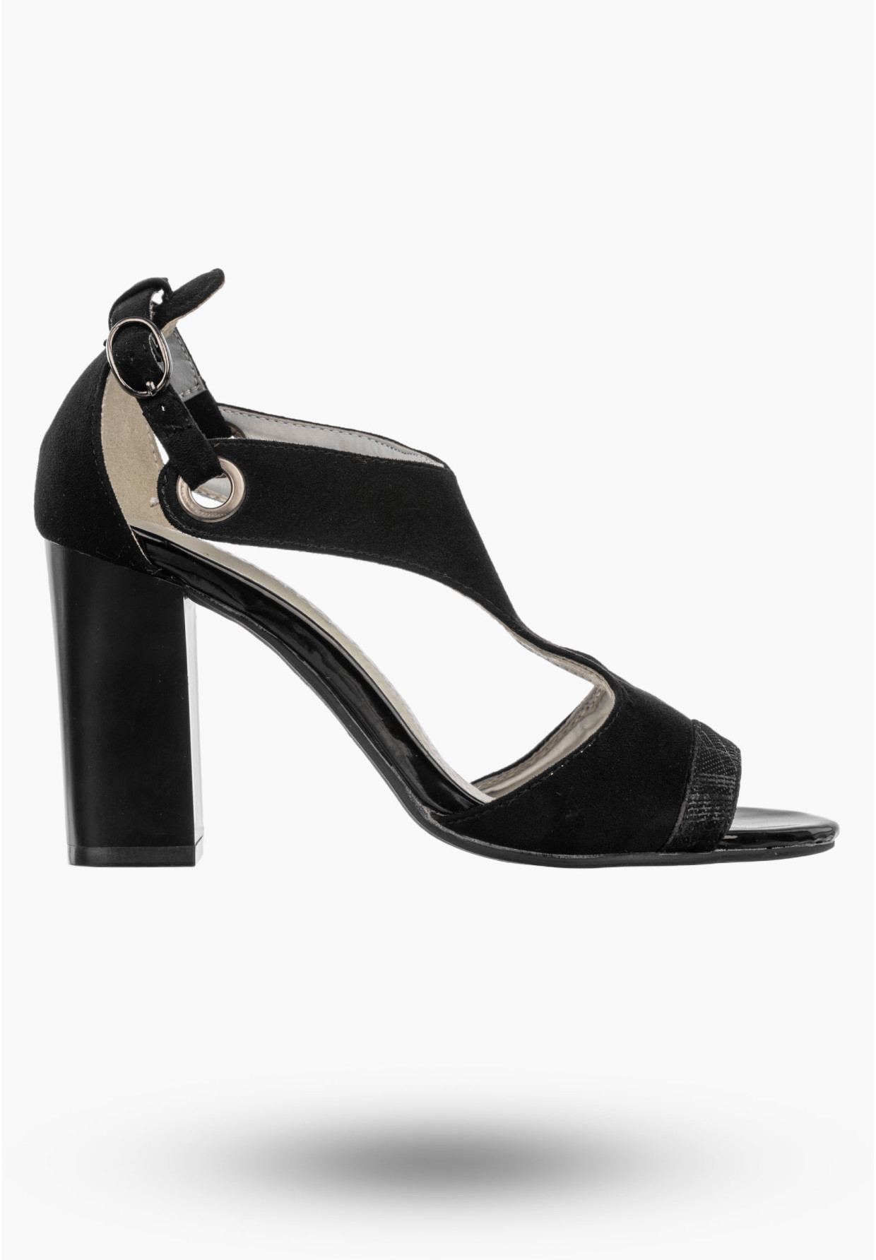 Sandały Damskie Buty Na Słupku Ze Sprzączką Eleganckie Czarne