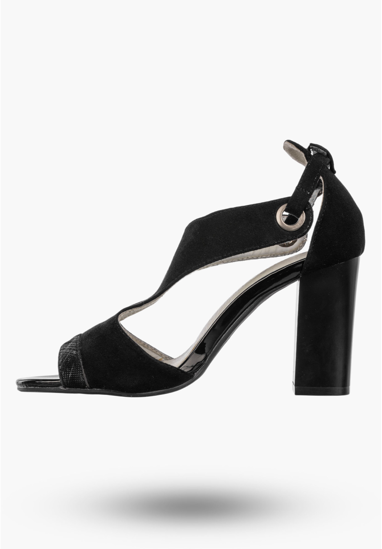 Sandały Damskie Buty Na Słupku Ze Sprzączką Eleganckie Czarne
