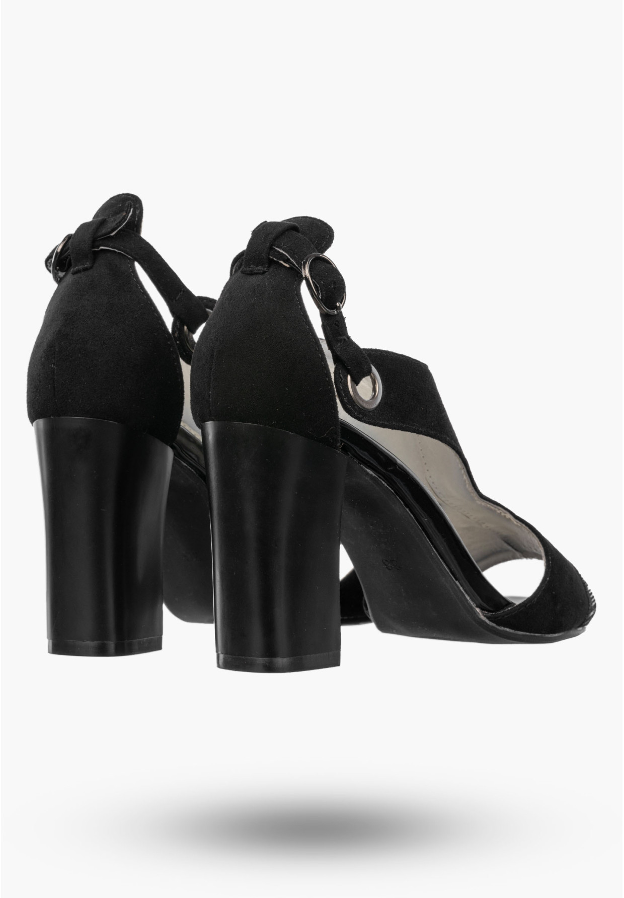 Sandały Damskie Buty Na Słupku Ze Sprzączką Eleganckie Czarne