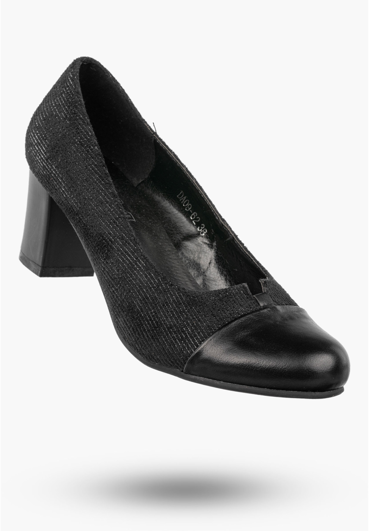 Czółenka Damskie Ekoskóra Buty Na Słupku Eleganckie Niskie Czarne