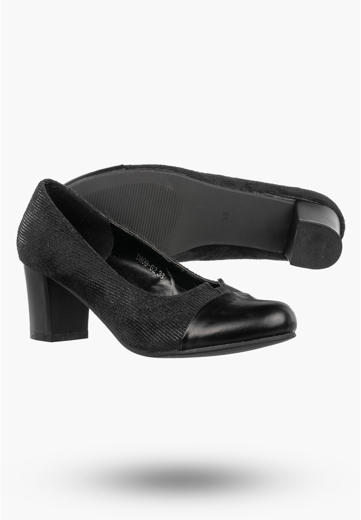 Czółenka Damskie Ekoskóra Buty Na Słupku Eleganckie Niskie Czarne