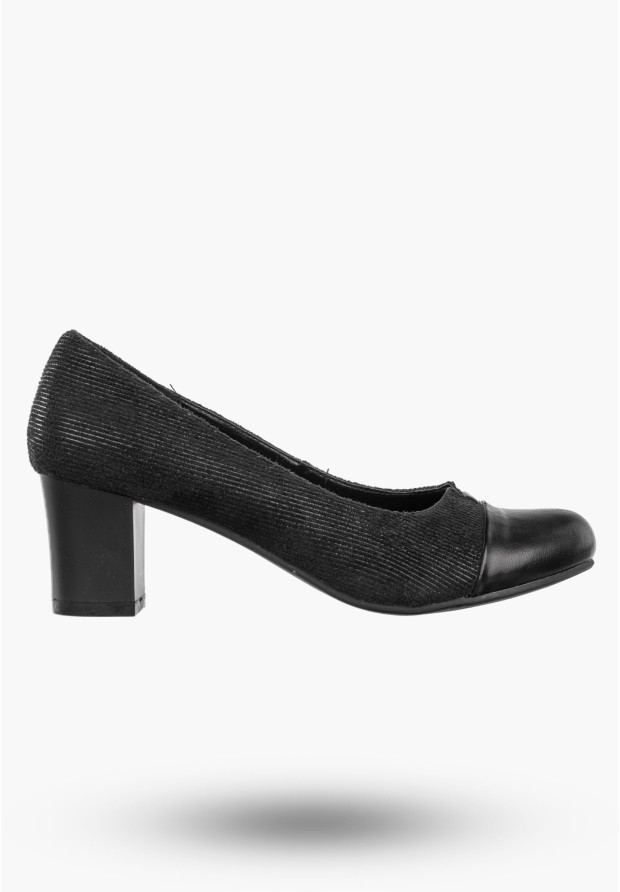 Czółenka Damskie Ekoskóra Buty Na Słupku Eleganckie Niskie Czarne