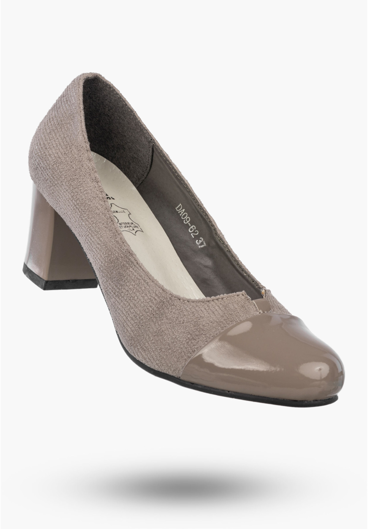 Czółenka Damskie Ekoskóra Buty Na Słupku Eleganckie Niskie Szarobrązowe