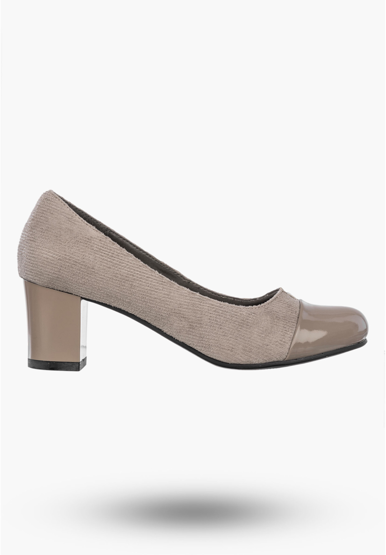 Czółenka Damskie Ekoskóra Buty Na Słupku Eleganckie Niskie Szarobrązowe