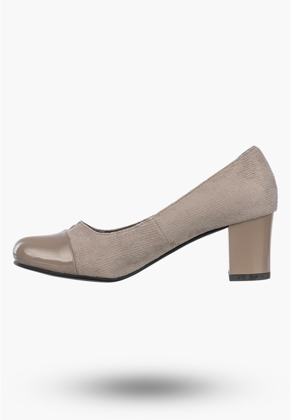 Czółenka Damskie Ekoskóra Buty Na Słupku Eleganckie Niskie Szarobrązowe