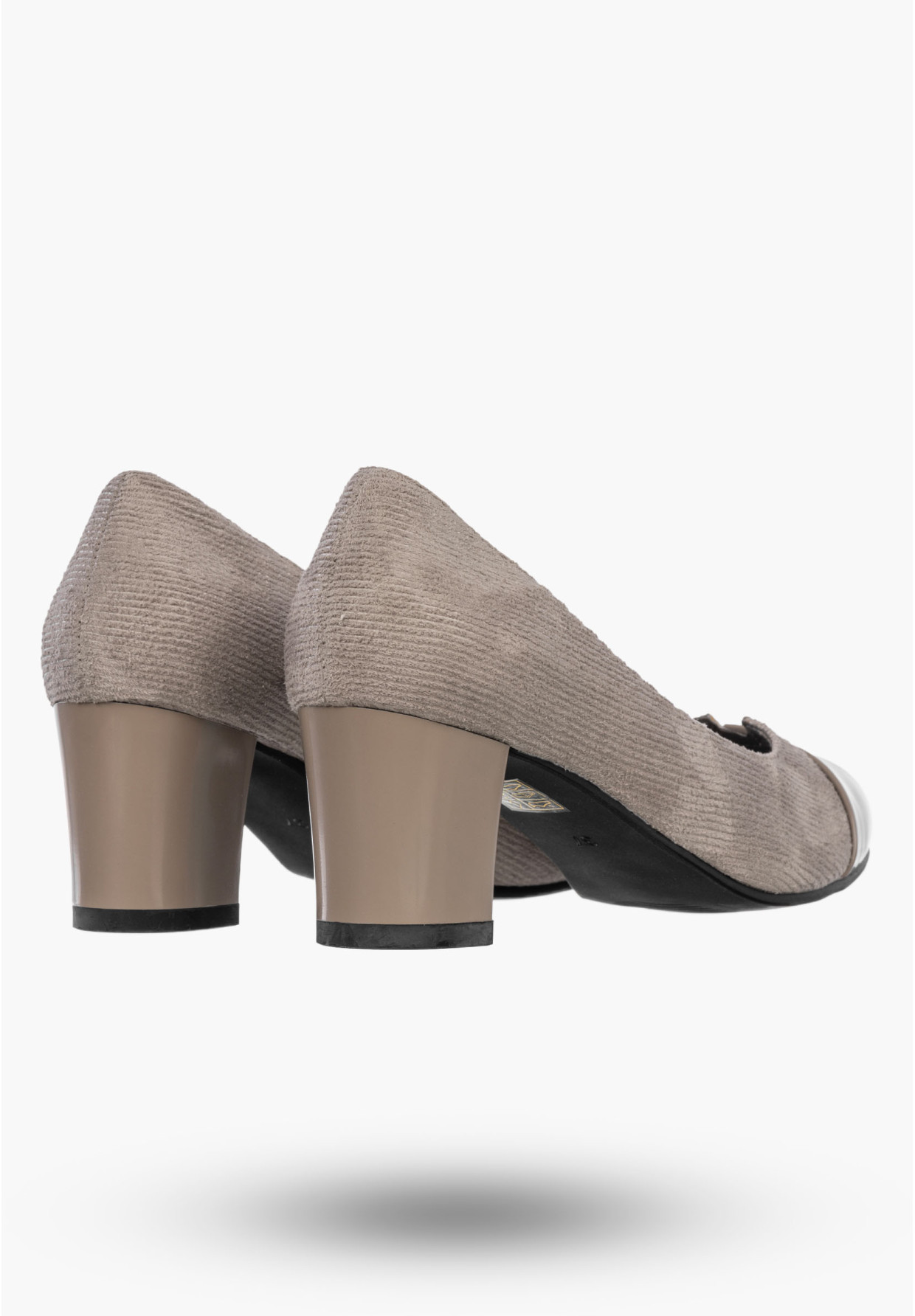 Czółenka Damskie Ekoskóra Buty Na Słupku Eleganckie Niskie Szarobrązowe