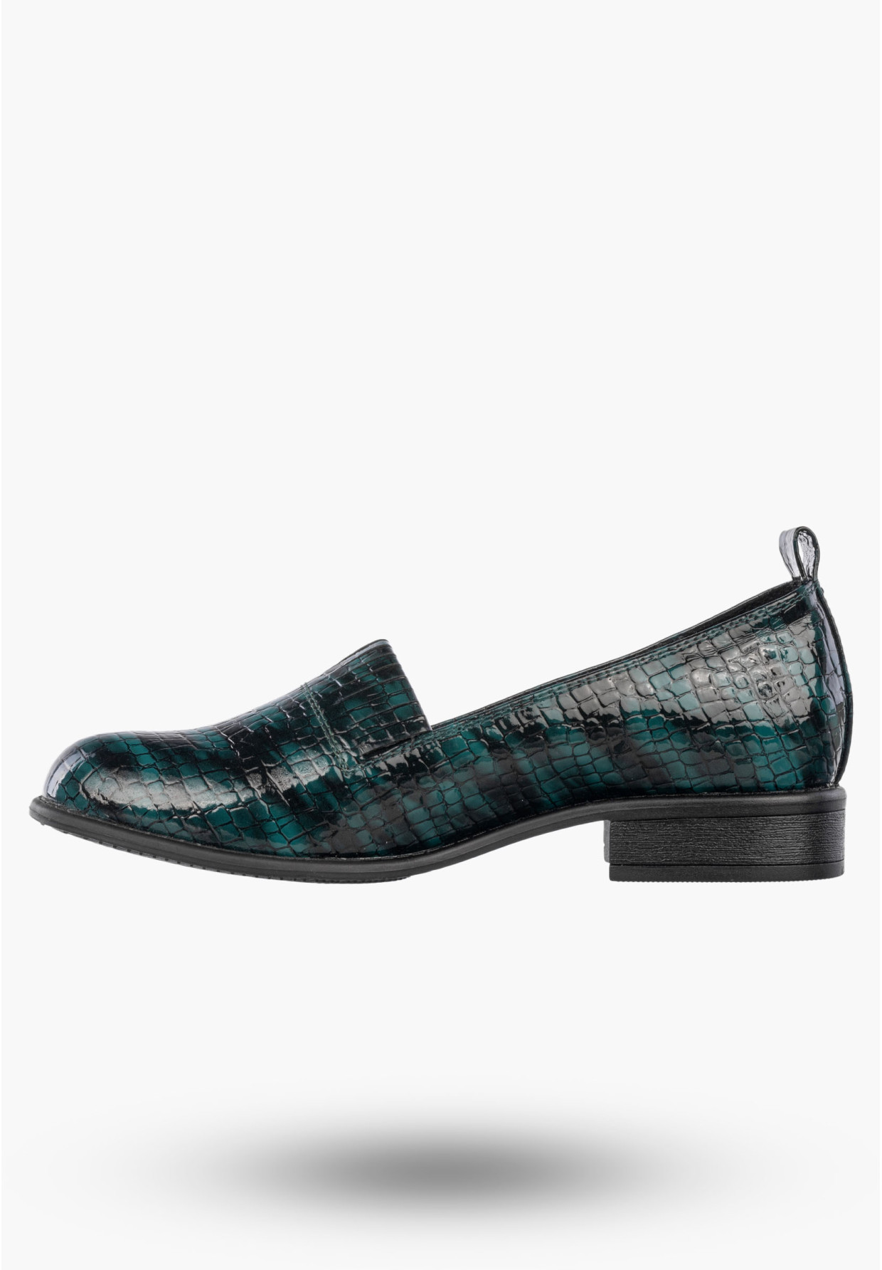 Półbuty Damskie Ekoskóra Wężowe Wsuwane Buty Eleganckie Zielone