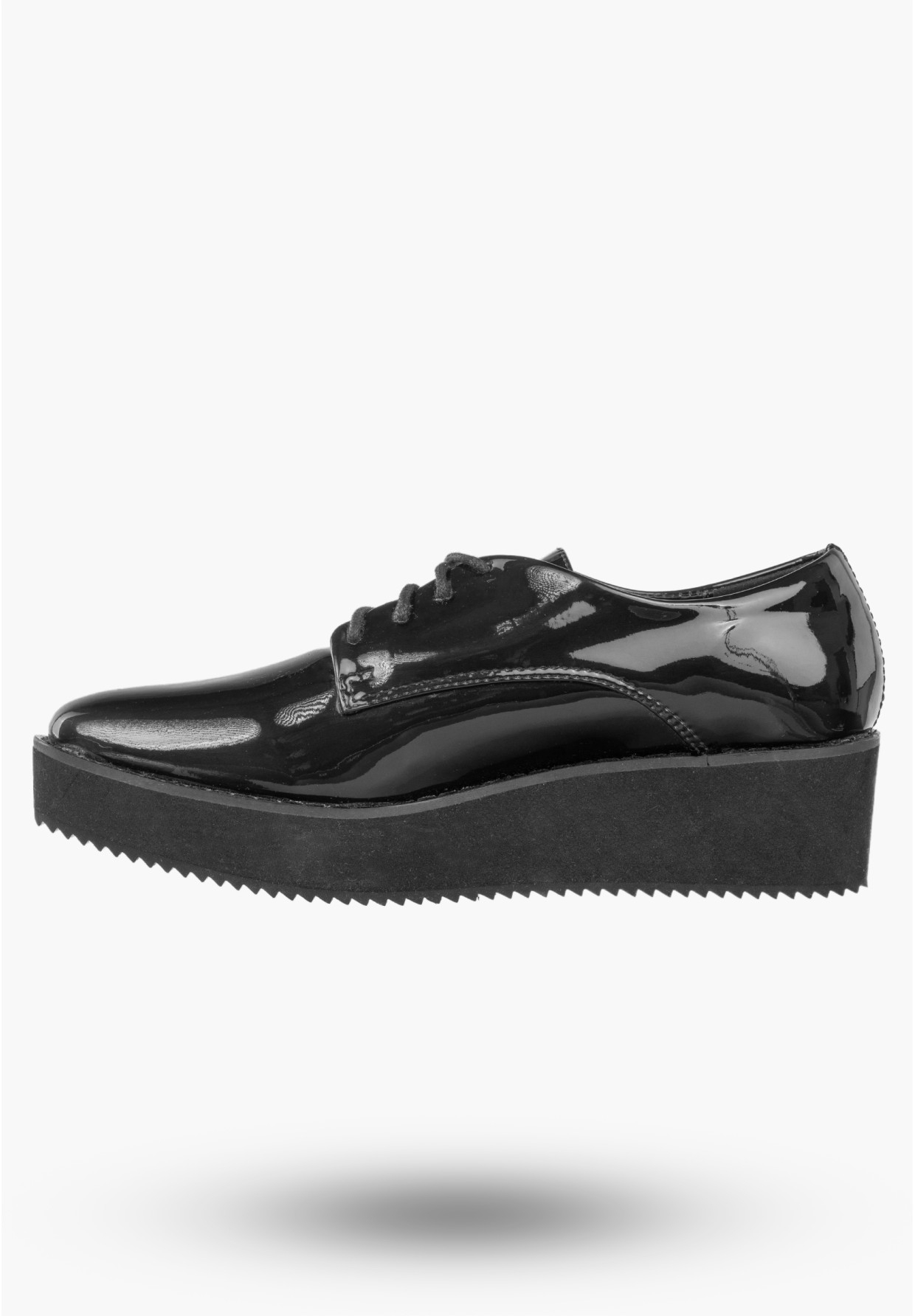 Półbuty Damskie Ekoskóra Buty Na Platformie Eleganckie Klasyczne Czarne
