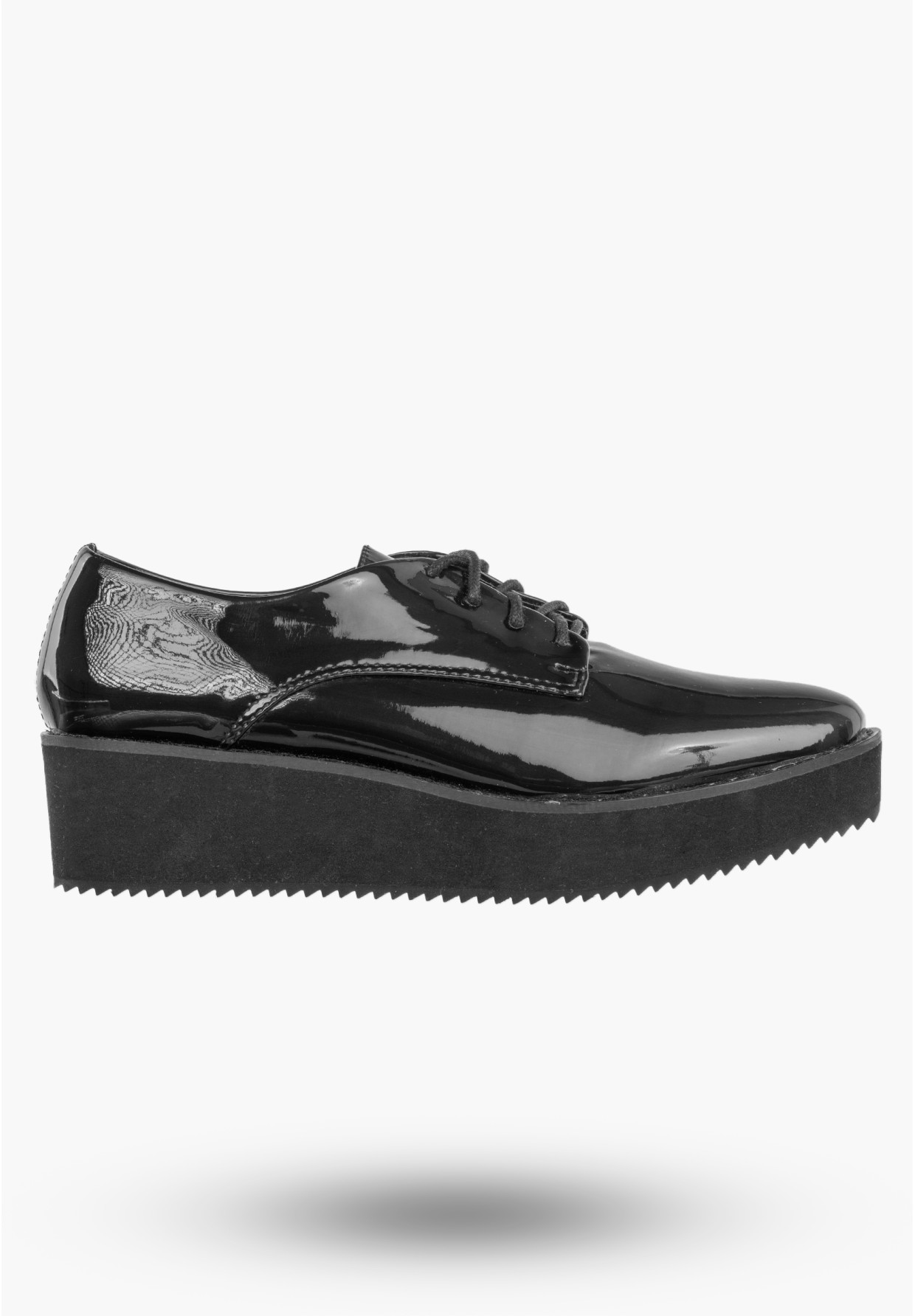 Półbuty Damskie Ekoskóra Buty Na Platformie Eleganckie Klasyczne Czarne