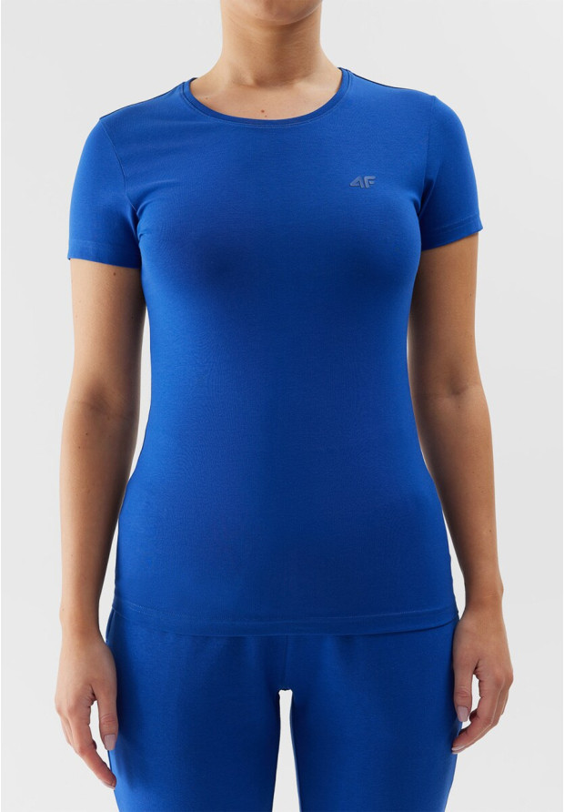 Koszulka Damska 4F Sportowy T-shirt Niebieska Slim Fit 4FWSS24TTSHF1161