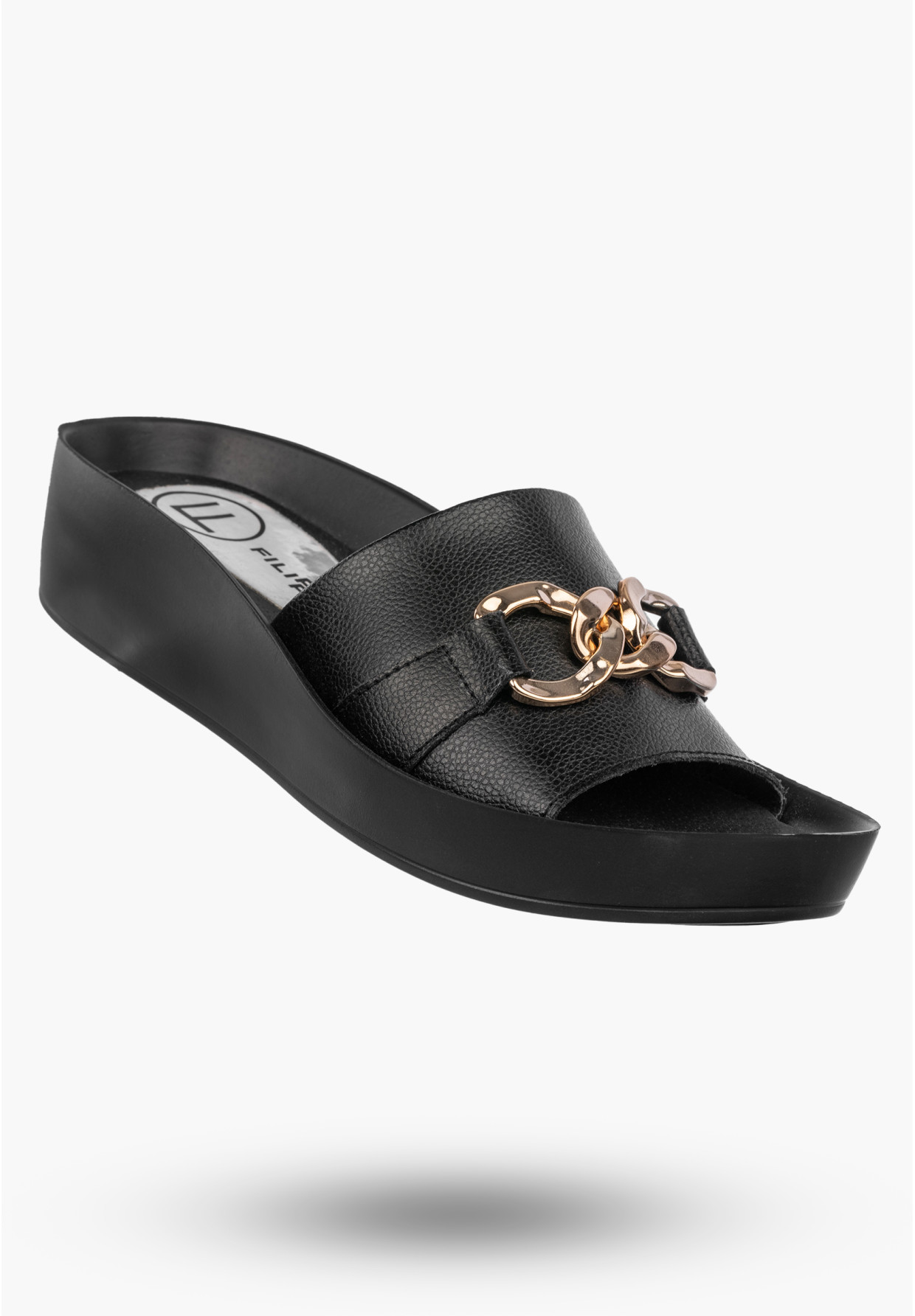 Klapki Damskie Skórzane Buty Eleganckie Casual Czarne Filippo
