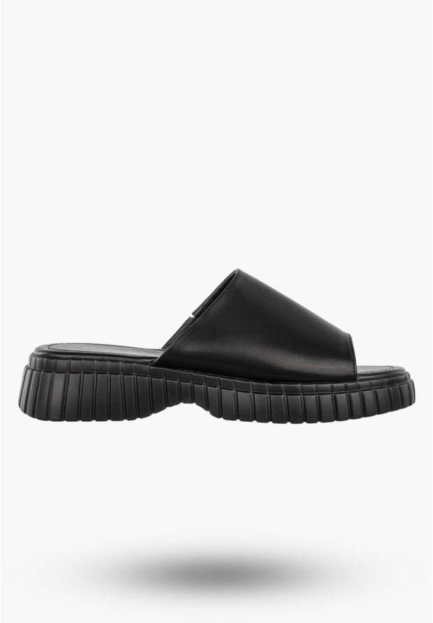 Klapki Damskie Skórzane Buty Eleganckie Klasyczne Czarne Jezzi