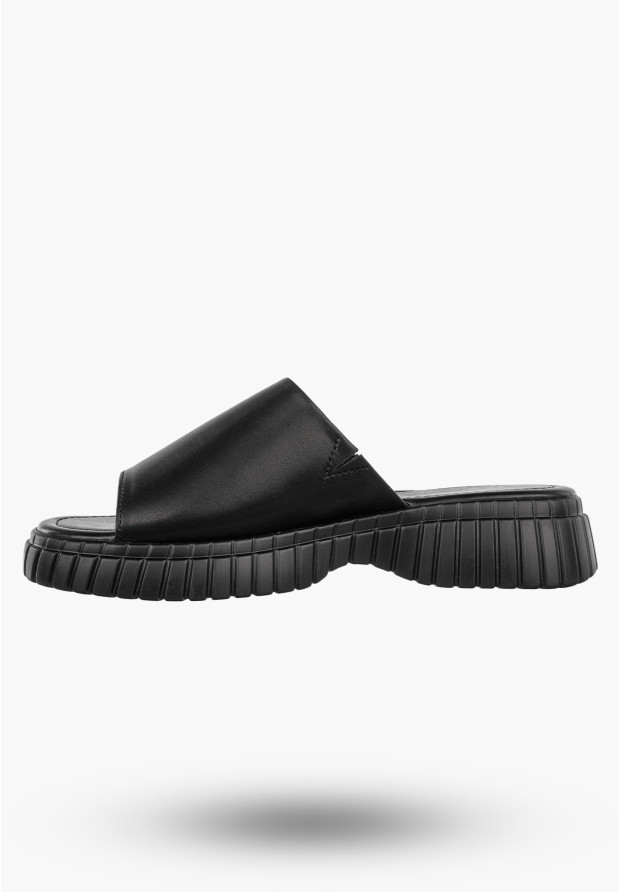 Klapki Damskie Skórzane Buty Eleganckie Klasyczne Czarne Jezzi