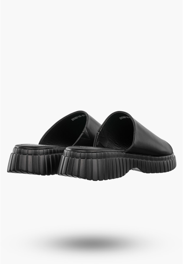 Klapki Damskie Skórzane Buty Eleganckie Klasyczne Czarne Jezzi