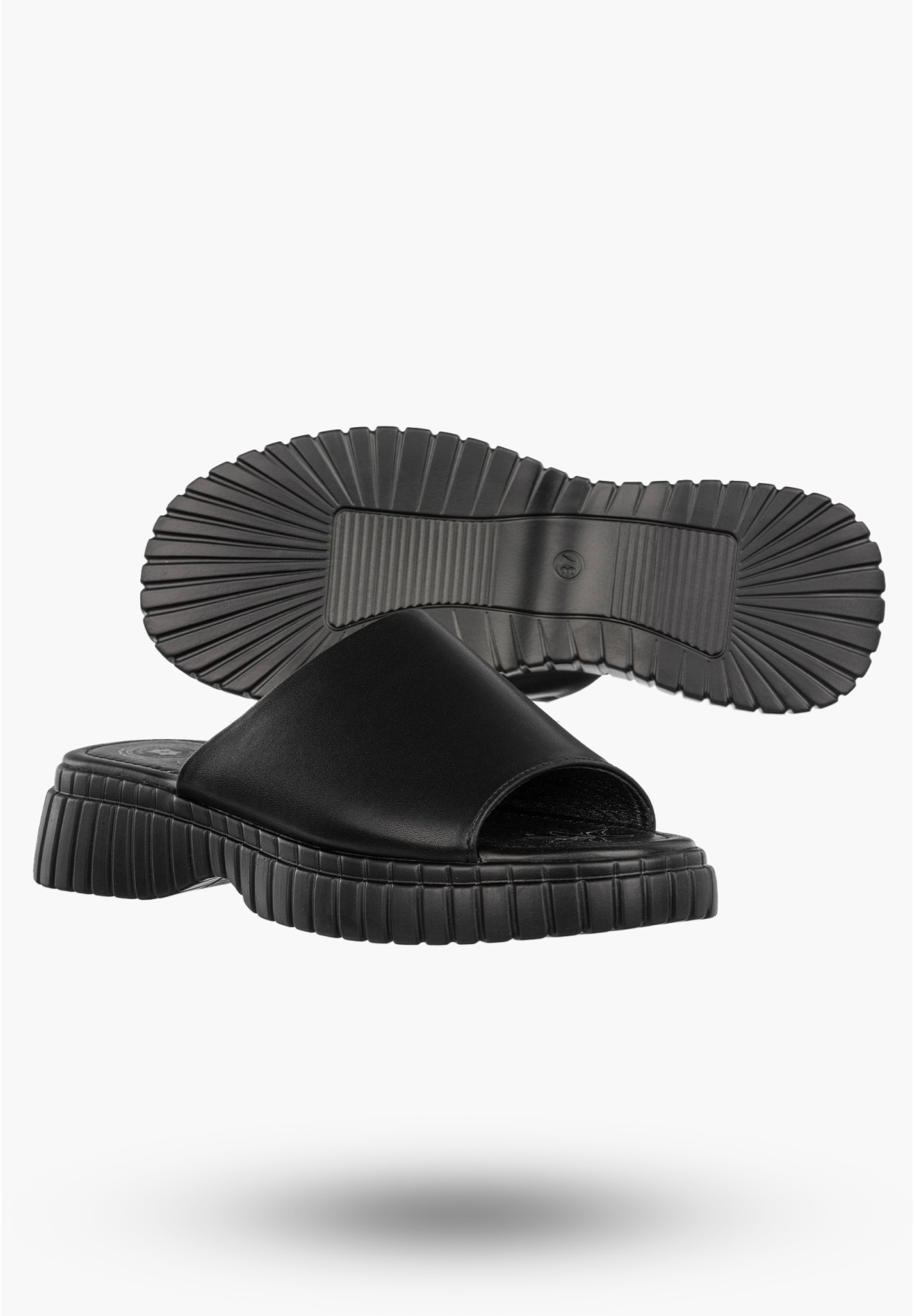 Klapki Damskie Skórzane Buty Eleganckie Klasyczne Czarne Jezzi