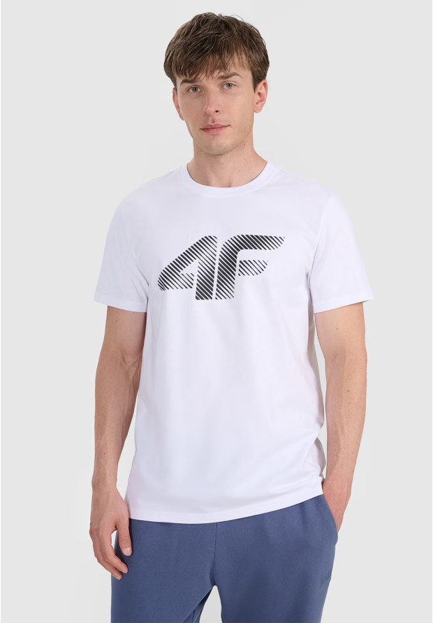 Męska biała koszulka 4F z dużym logo
