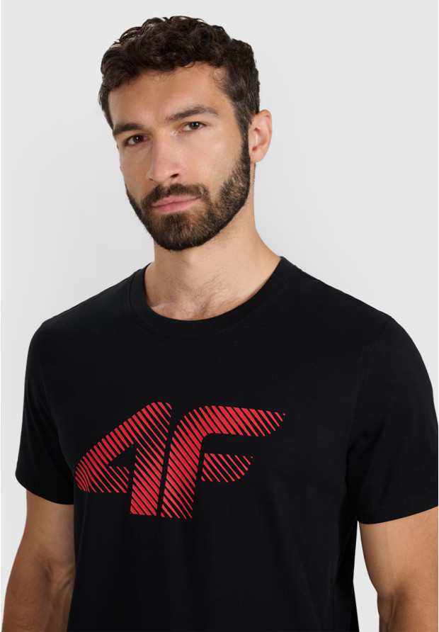 Koszulka Męska 4F T-shirt Z Nadrukiem Regular Czarny 4FWMM00TTSHM2257