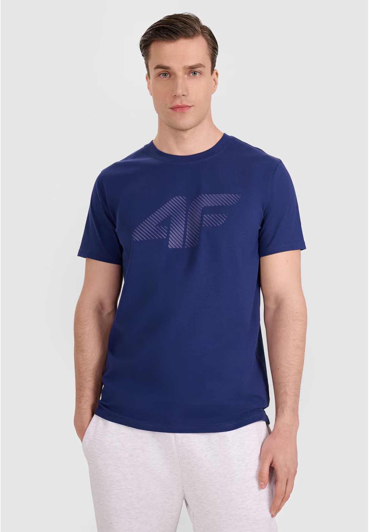 Koszulka Męska 4F T-shirt Z Nadrukiem Regular Granatowa 4FWMM00TTSHM2257