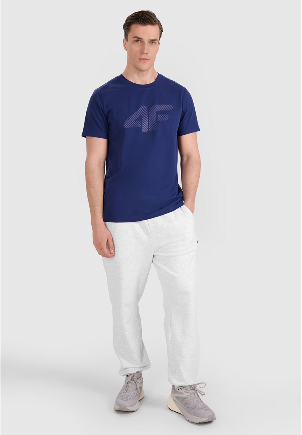 Koszulka Męska 4F T-shirt Z Nadrukiem Regular Granatowa 4FWMM00TTSHM2257