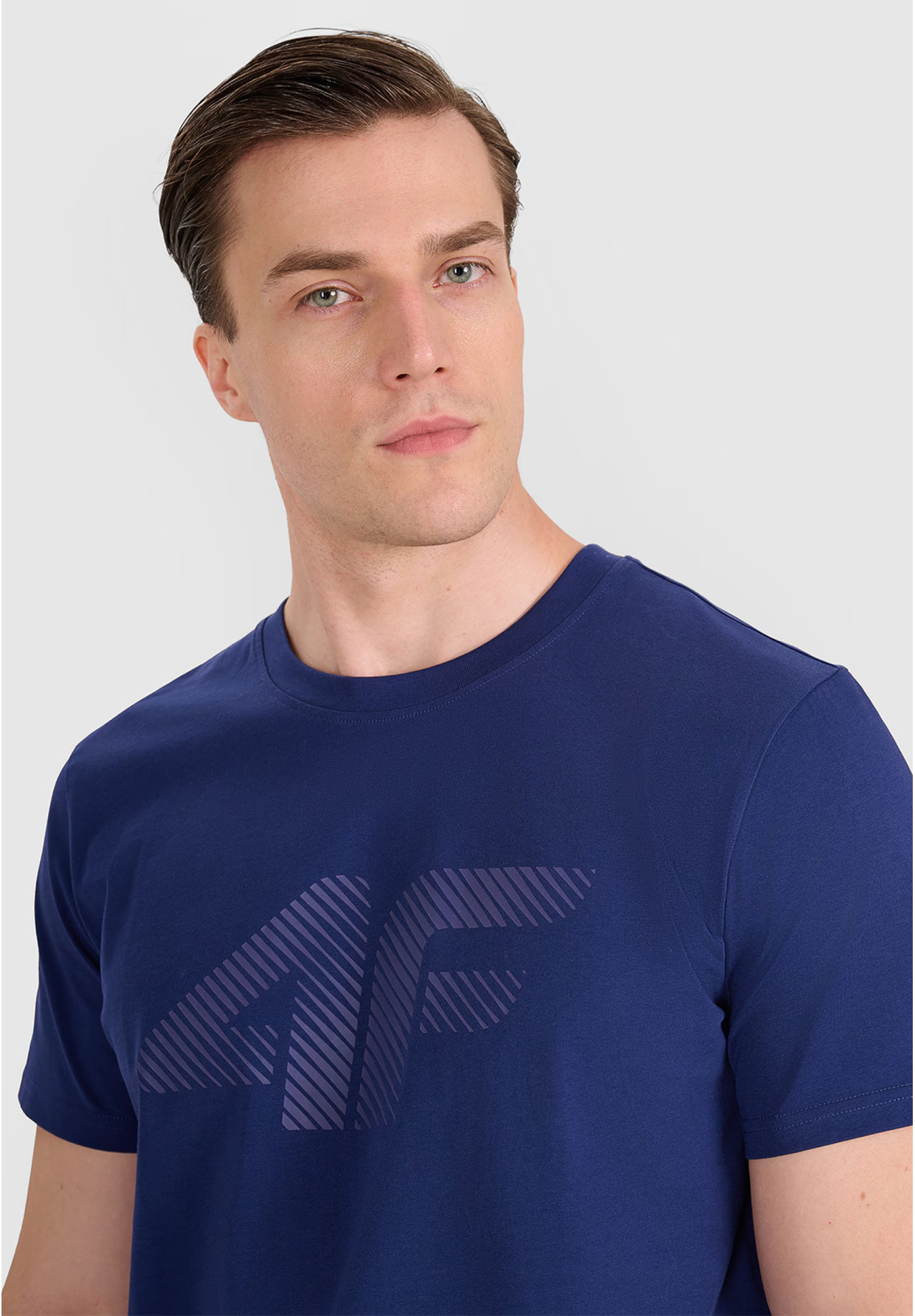 Koszulka Męska 4F T-shirt Z Nadrukiem Regular Granatowa 4FWMM00TTSHM2257