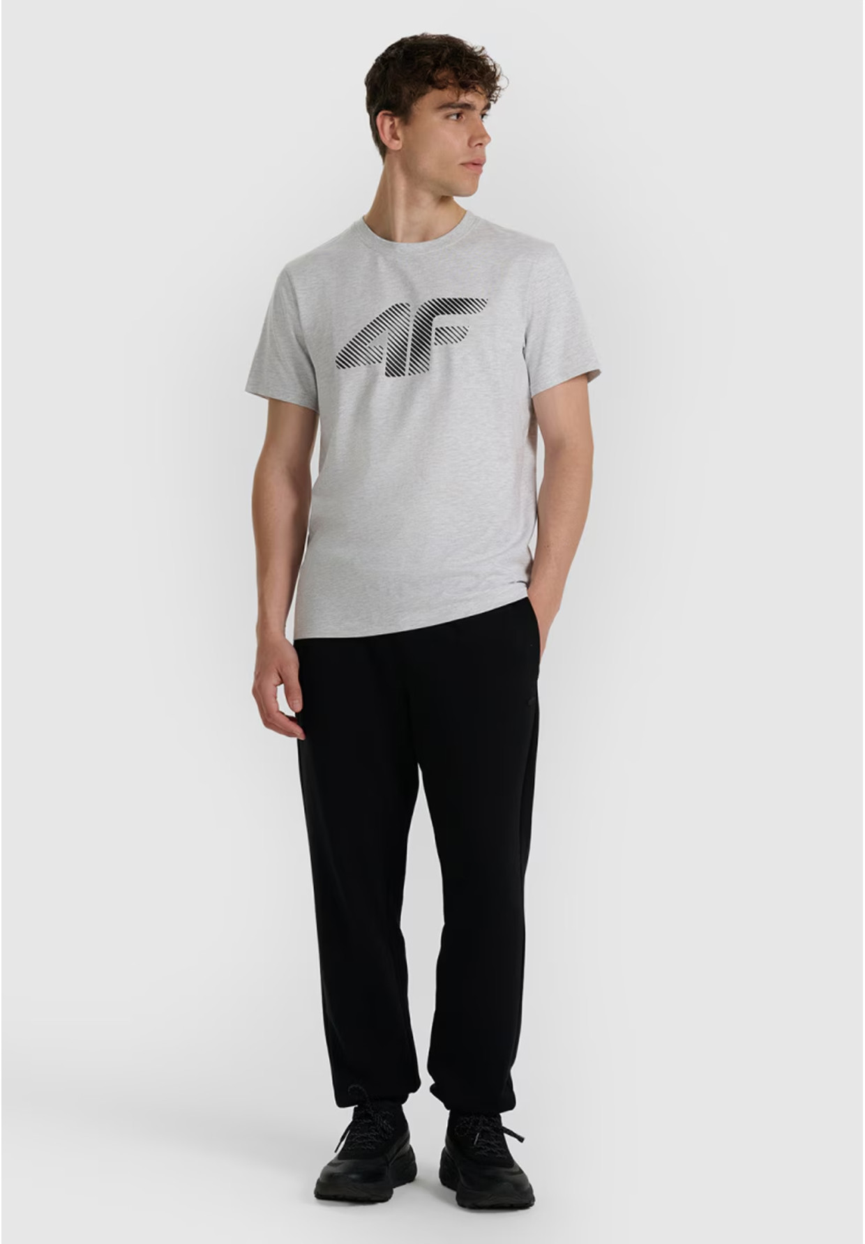 Koszulka Męska 4F T-shirt Z Nadrukiem Regular Szary 4FWMM00TTSHM2257