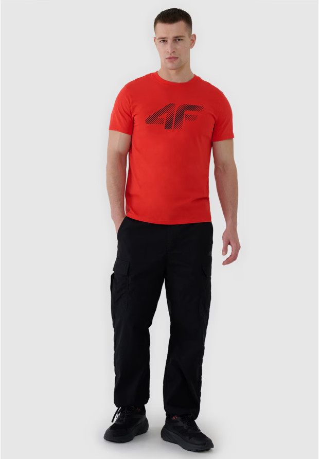 Koszulka Męska 4F T-shirt Z Nadrukiem Regular Czerwony 4FWMM00TTSHM2257