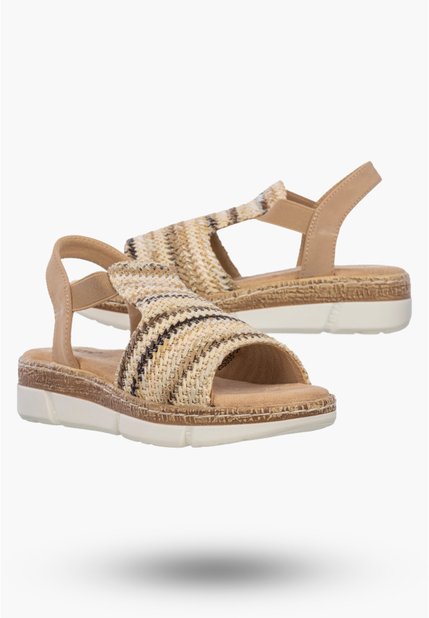 Sandały Damskie Buty Letnie Stylowe Wygodne Plecione Beżowe Jezzi