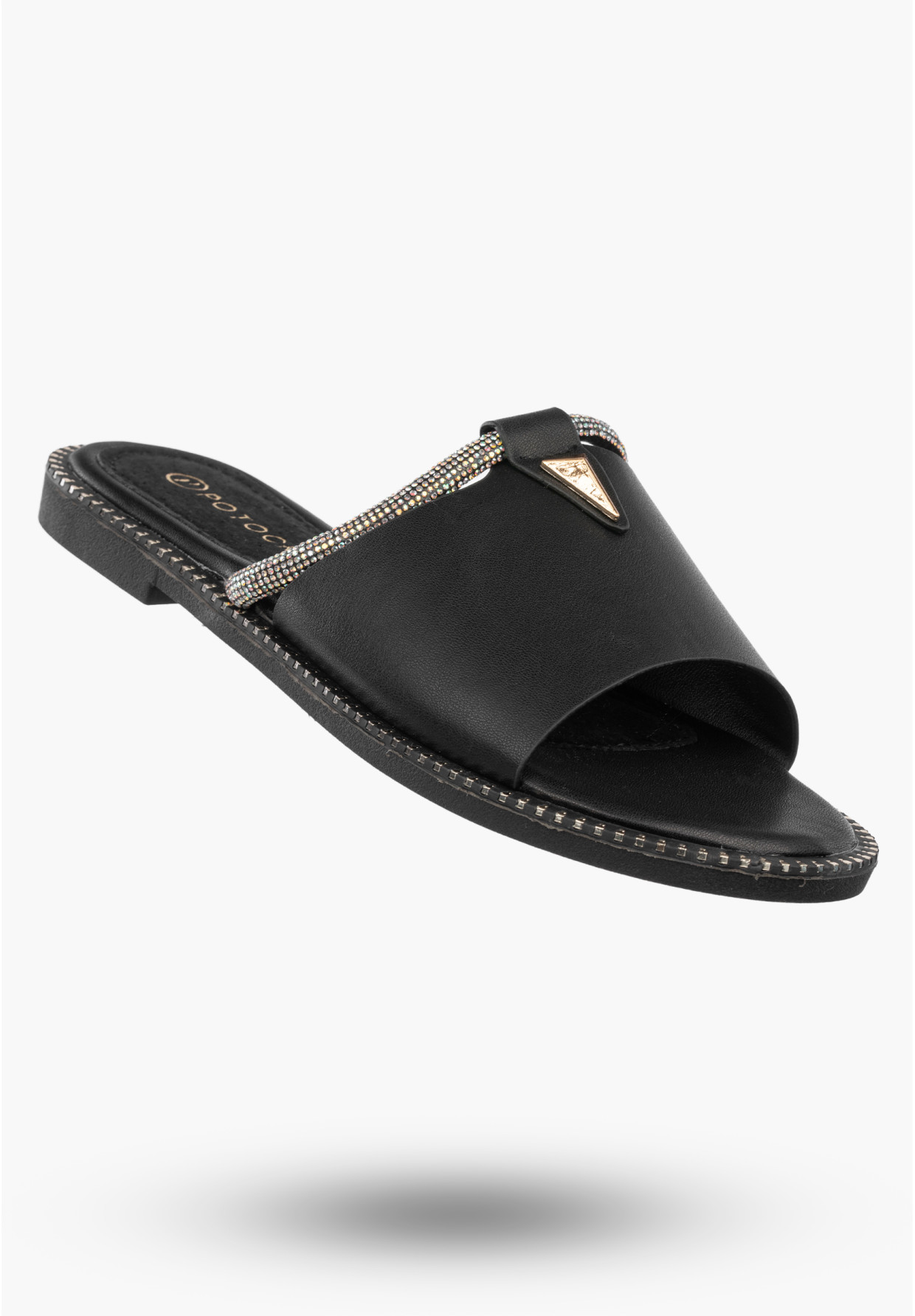 Klapki Damskie Ekoskóra Eleganckie Buty Letnie Stylowe Czarne Potocki