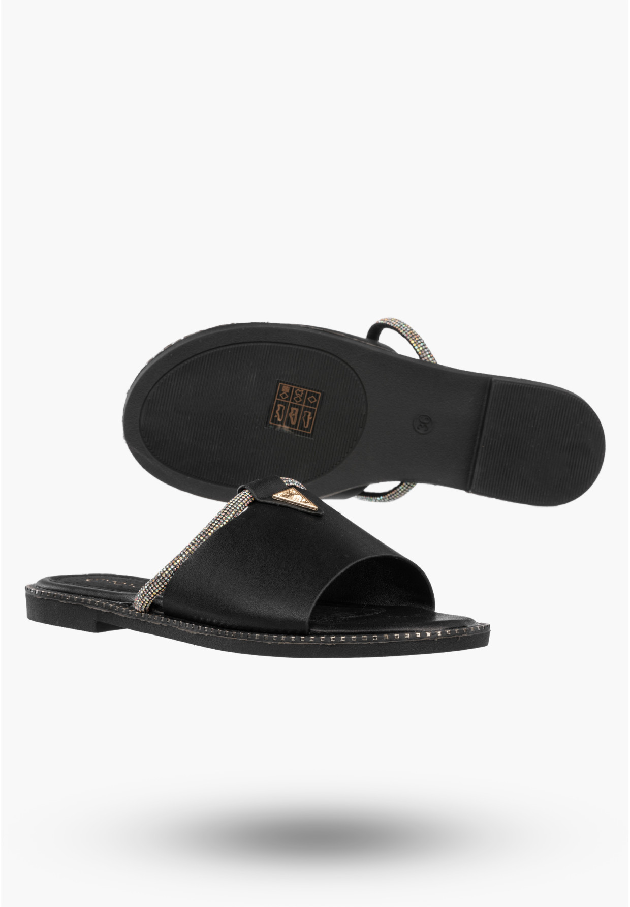 Klapki Damskie Ekoskóra Eleganckie Buty Letnie Stylowe Czarne Potocki