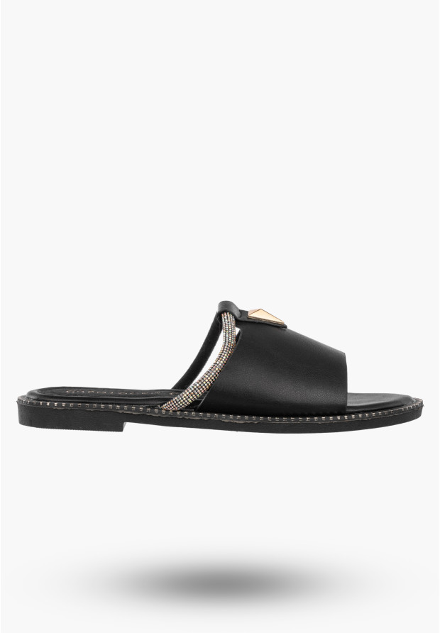 Klapki Damskie Ekoskóra Eleganckie Buty Letnie Stylowe Czarne Potocki