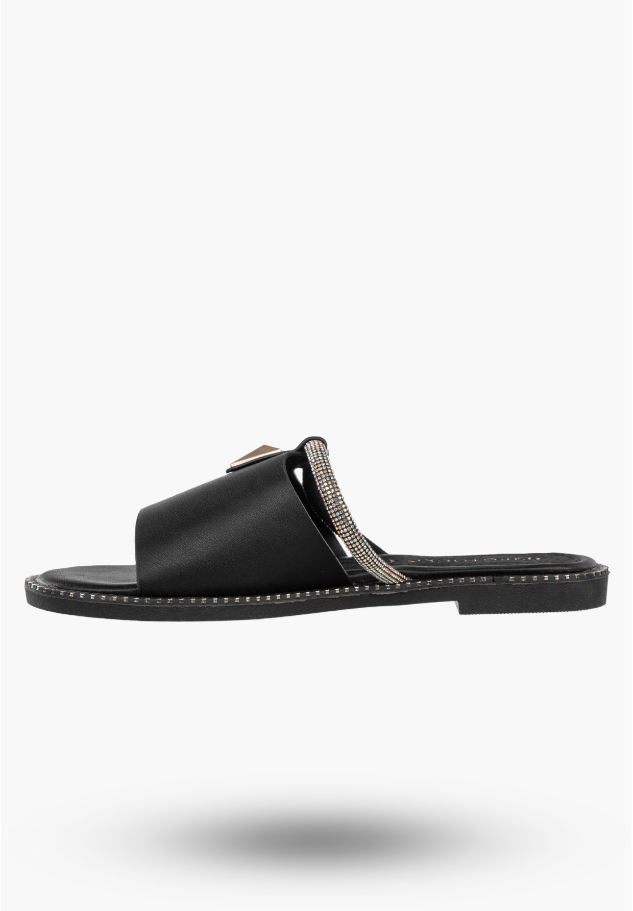 Klapki Damskie Ekoskóra Eleganckie Buty Letnie Stylowe Czarne Potocki
