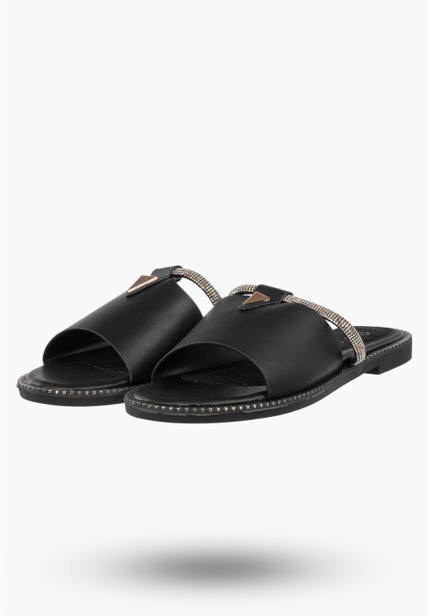 Klapki Damskie Ekoskóra Eleganckie Buty Letnie Stylowe Czarne Potocki