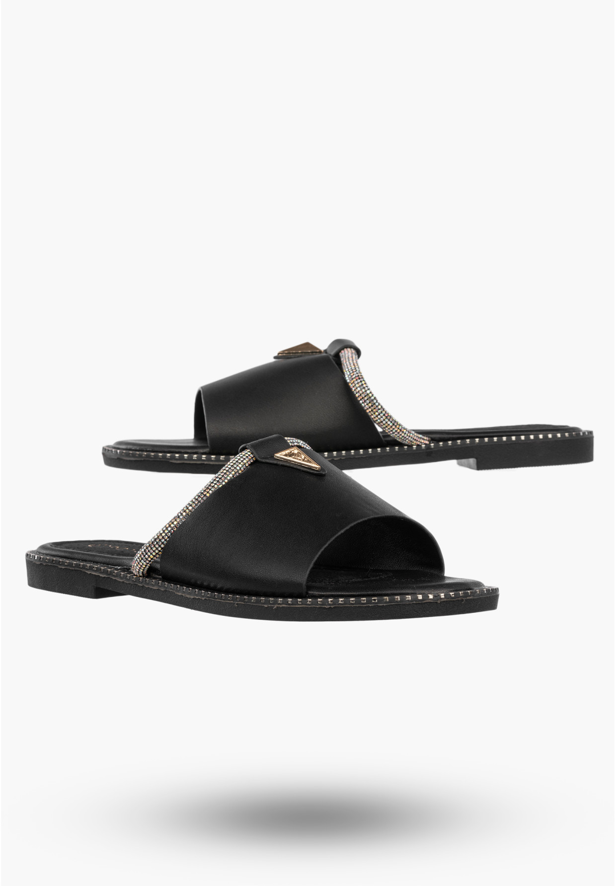 Klapki Damskie Ekoskóra Eleganckie Buty Letnie Stylowe Czarne Potocki