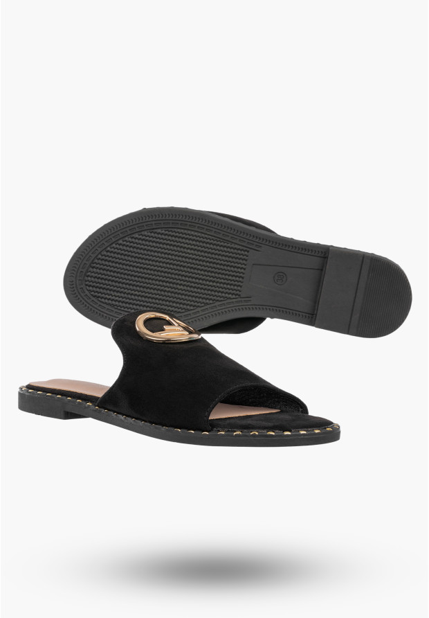 Klapki Damskie Stylowe Eleganckie Buty Letnie Modne Czarne Potocki