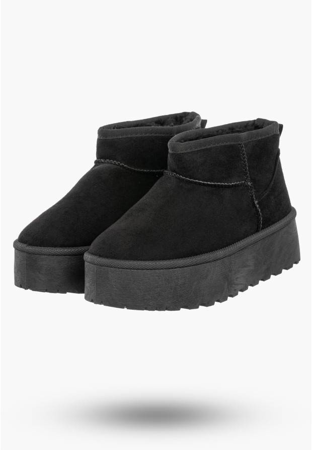 Śniegowce Damskie Buty Na Platformie Ocieplane Zimowe Czarne