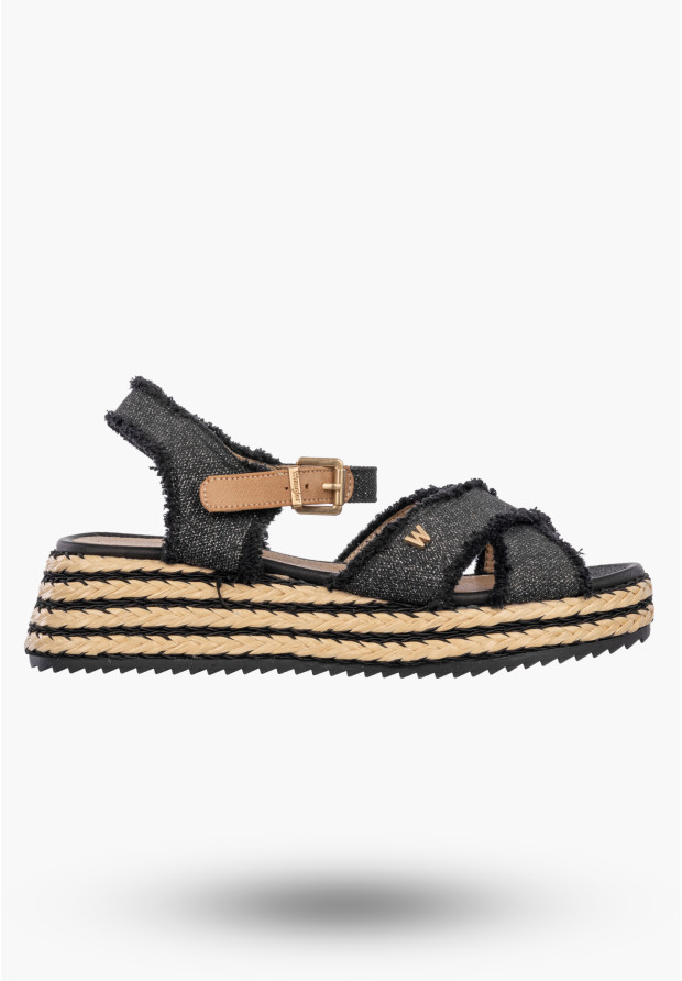 Sandały Damskie Wrangler Na Koturnie Buty Materiałowe Espadryle Granatowe KIM TEX