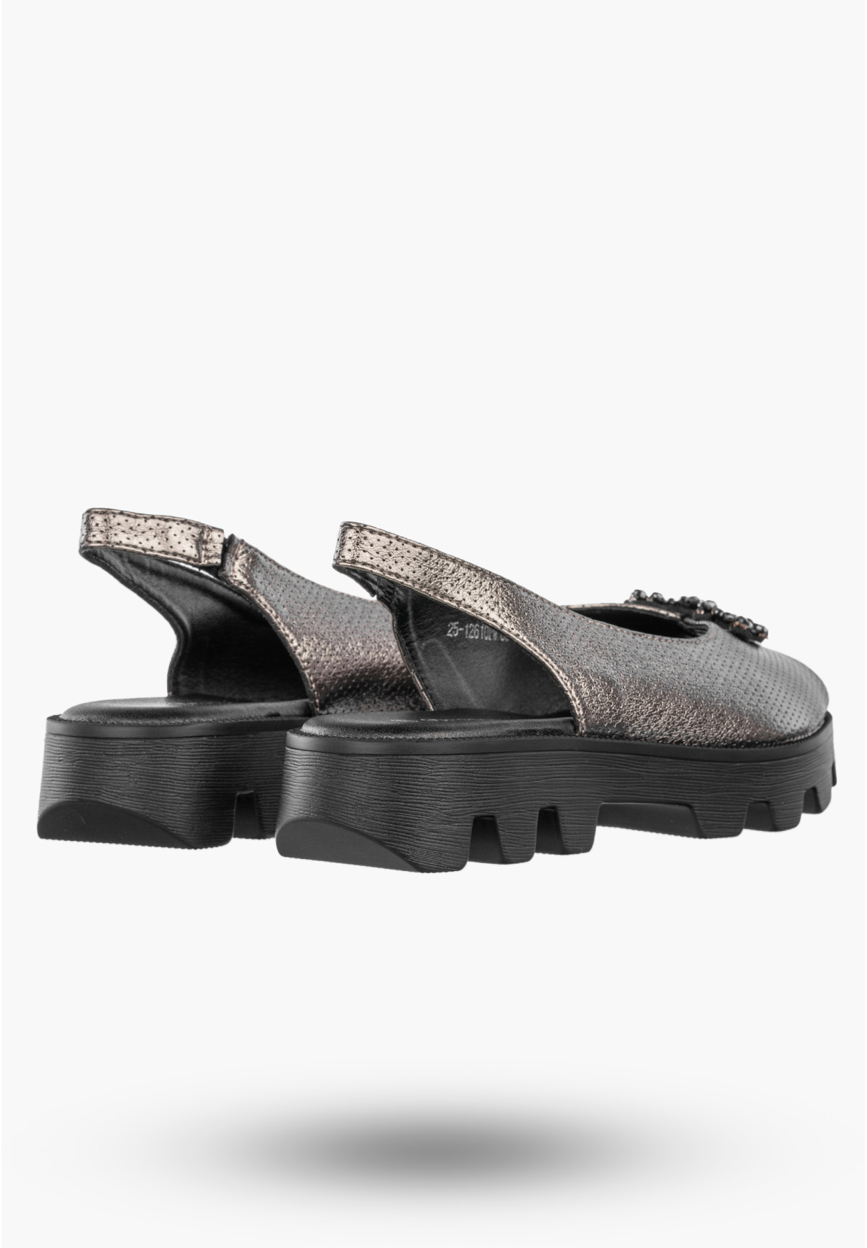 Sandały Damskie Ekoskóra Eleganckie Buty Z Traperową Podeszwą Metalicze Potocki