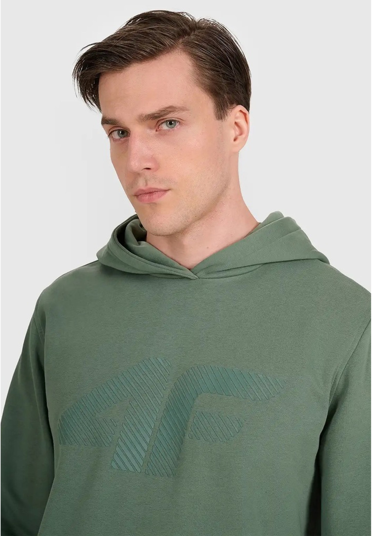 Bluza Męska 4F Z Kapturem Dresowa Z Logo Zielone 4FWAW25TSWSM1980