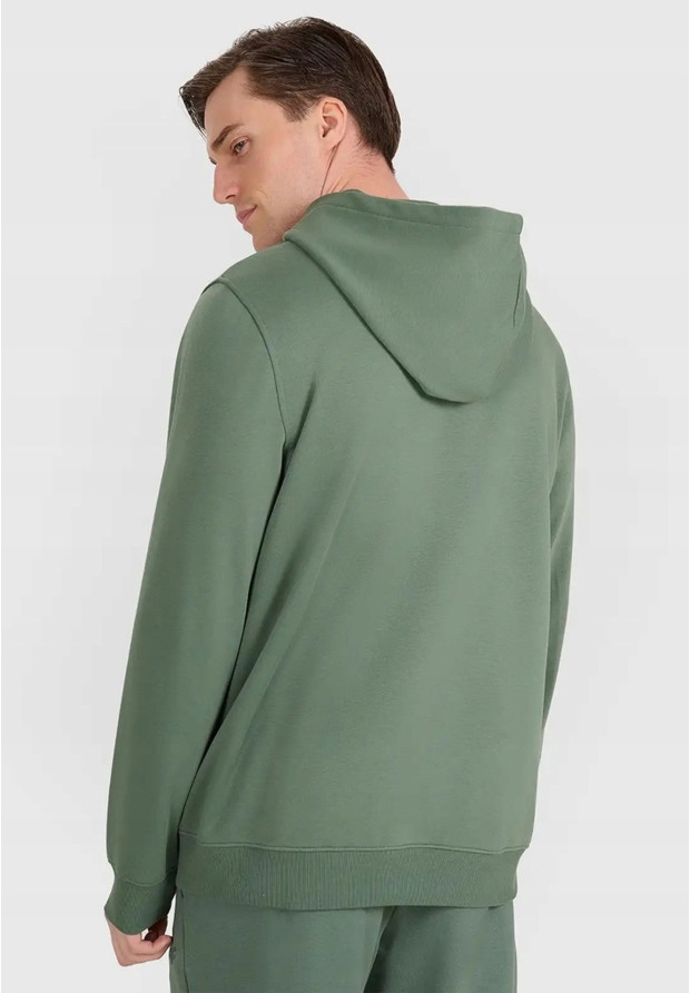 Bluza Męska 4F Z Kapturem Dresowa Z Logo Zielone 4FWAW25TSWSM1980