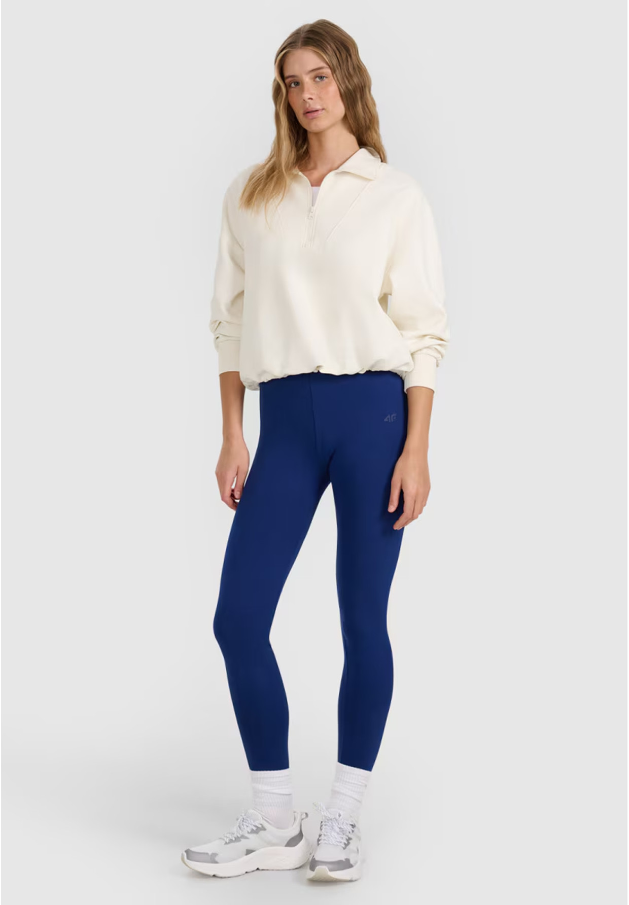 Legginsy Damskie 4F Spodnie Dzianinowe z wysokim stanem Granatowe 4FWMM00TTIGF195