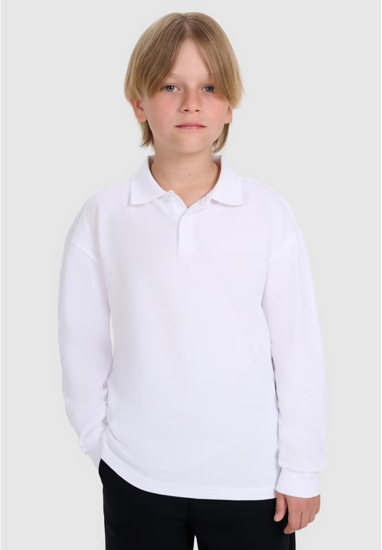 Longsleeve Chłopięcy 4F Regular Bluzka z kołnierzykiem Biała 4FJWAW25TLONM483