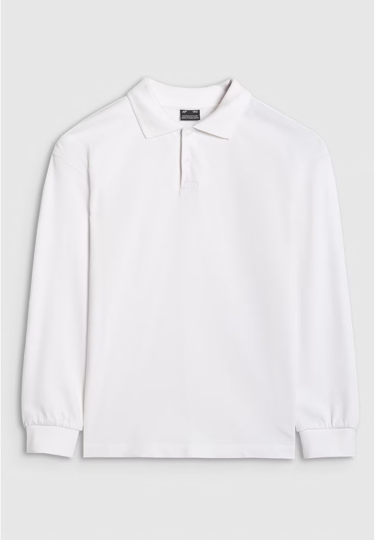 Longsleeve Chłopięcy 4F Regular Bluzka z kołnierzykiem Biała 4FJWAW25TLONM483