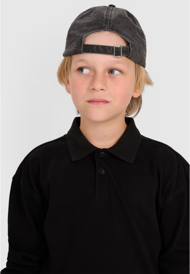 Longsleeve Chłopięcy 4F Regular Bluzka z kołnierzykiem Czarna 4FJWAW25TLONM483